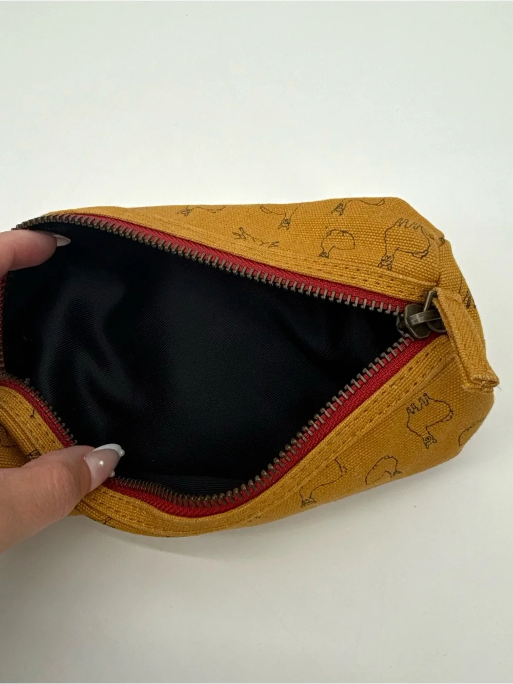 Urban Outfitters Mustard Yellow Llama Zipper Pouch Case Travel Pencil Bag